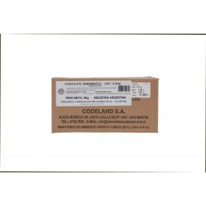 Chocolate Semi Amargo Cobertura Codeland Caja x 4 Kg