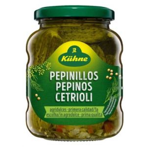 Pepinos Agridulces Enteros Kuhne (Alemania) Frasco (12 x 670 Grs)
