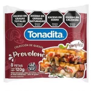 Queso Provolone Feteado Tonadita Caja 2,16 kg (18 Paq x 8 Fetas)