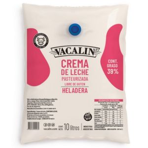 Crema de Leche (39%) Vacalin Sachet x 10 Lts Heladera
