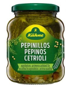 Pepinos Agridulces Enteros Kuhne (Alemania) Frasco (12 x 670 Grs)